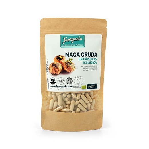 Maca cruda en cápsulas ecológica doypack por 150 unidades