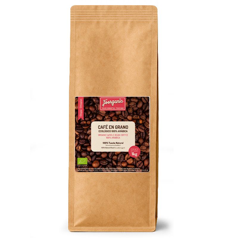 Cafe en grano natural tostado orgánico 1 kilo