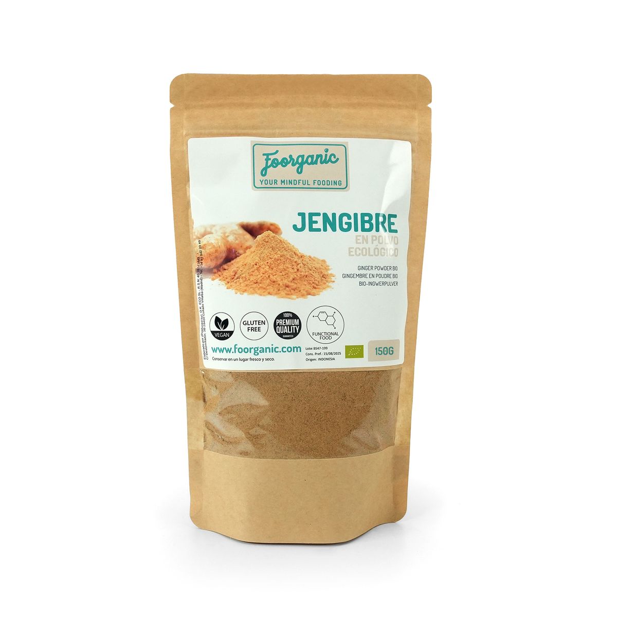Jengibre en polvo ecológico 150 g